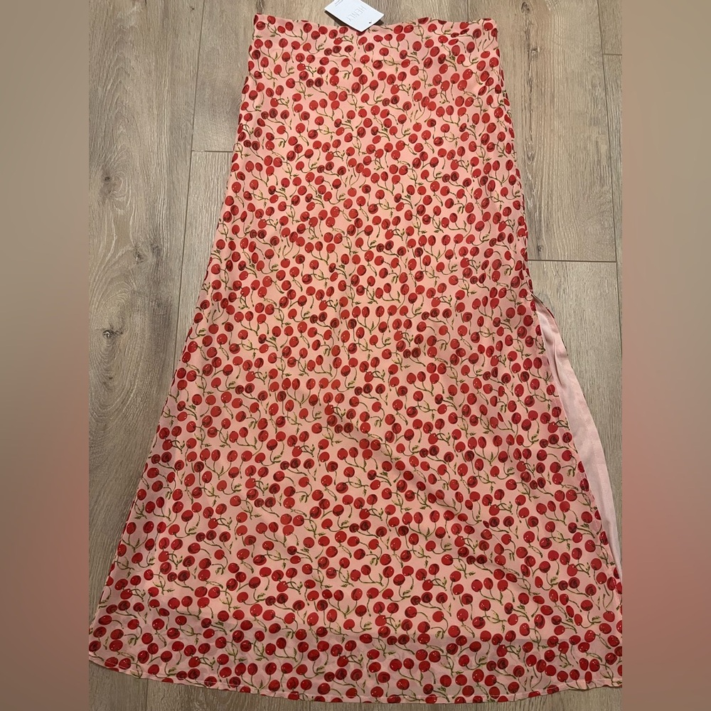 Chic Cherry Print A-Line Skirt